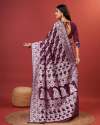 WINE SAREE IN SOFT COTTON WITHTRENDY AND GRAND BEAUTIFUL RICH DESIGN SAREE thumb 5