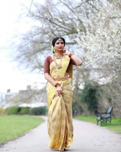 Yellow Colour Lovely Banarasi Soft Silk Kanjivaram Saree