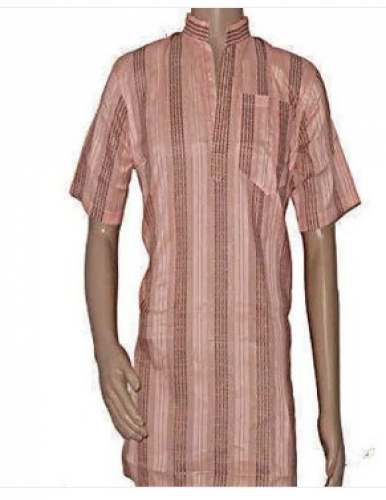 Mens Band Collar Half Sleeves Cotton Kurta by Rijay Collection