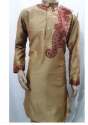 Mens Embroidered  Party Wear Silk Kurta