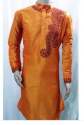 Mens Embroidered  Party Wear Silk Kurta thumb 1