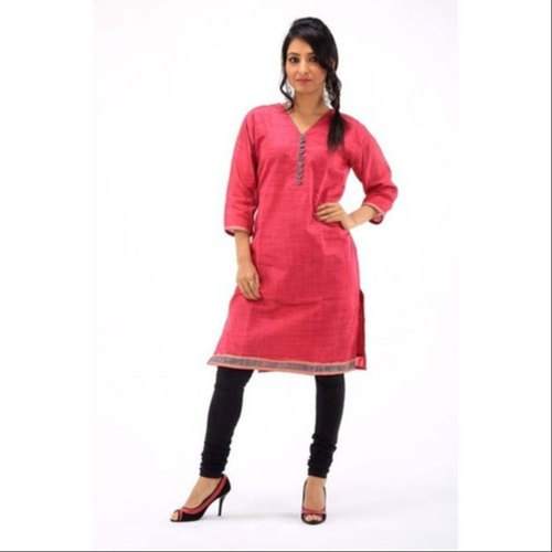 Plain Short Chanderi cotton Kurti by SUSHIL APPARELS