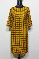 Small Checkers Rayon printed Kurti 