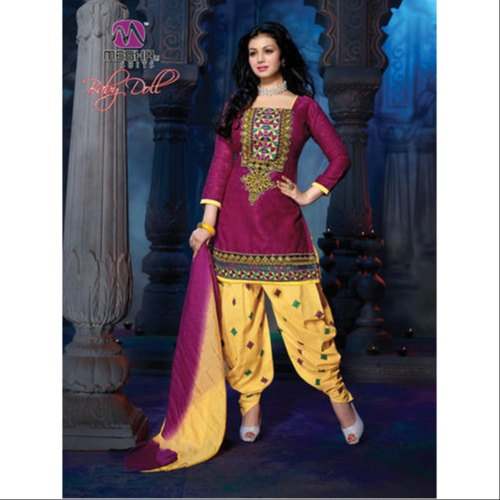 Trendy Chanderi Patiala Suit Material  by SUSHIL APPARELS
