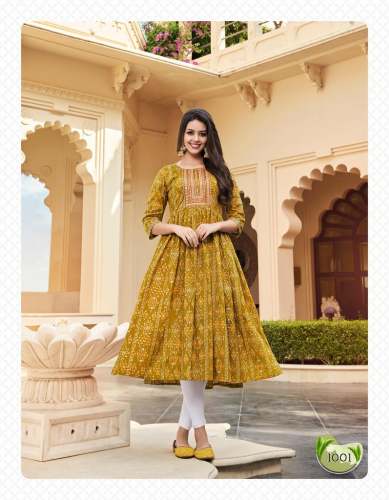 New GULABI GIRL Vol.1 Cotton Nyra Cut Kurti  by krishna textiles