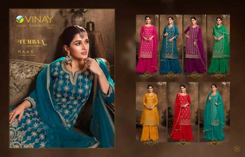 Trendy TUMBAA - RAAS Embroidered Georgette Ready Made Suit  by krishna textiles