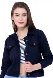Casual Plain Denim Jacket For Ladies 
