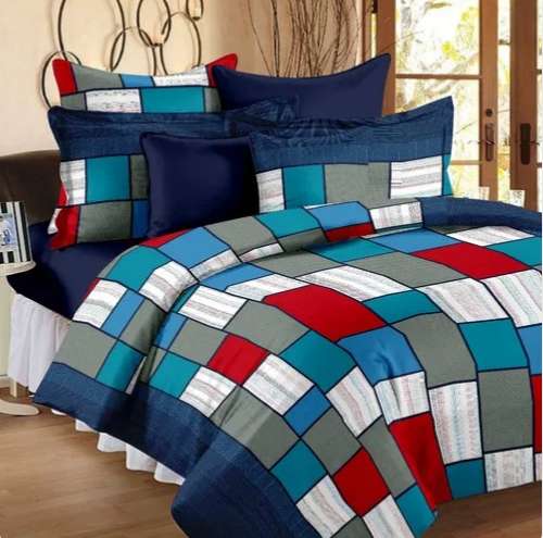 Multi color 100% Cotton Printed Double Bedsheet