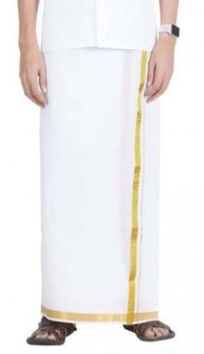 White color 100% Cotton Mens Dhoti by Sri Kanagambal Textiles