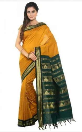 Yellow color Party Wear Ladies Designer Cotton Saree