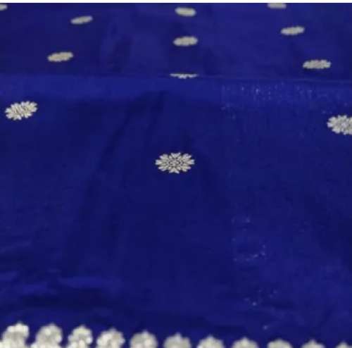 Blue Kadhwa Booti Katan Silk Saree by Handloom Oraganisation Of India