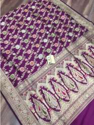 pink color Jangla kadhua Pure Silk Saree