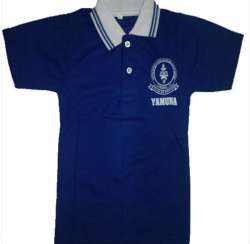 Blue color Cotton Half sleeves Collar School T-Shirt