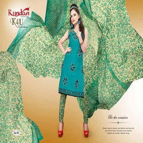 Fancy Printed Dress Material with Chiffon Dupatta  by Mahalaxmi Sarees