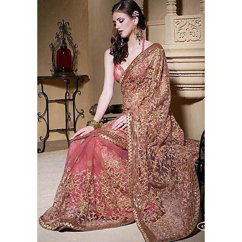 Wedding wear Heavy Work net Saree by Mahalaxmi Sarees