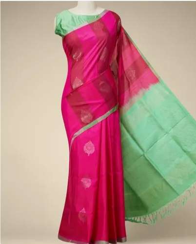 Pink color Casual wear Handloom Silk Saree by Sona Sansaar