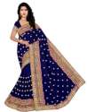  Blue color Designer fancy printed Georgette Work Saree
