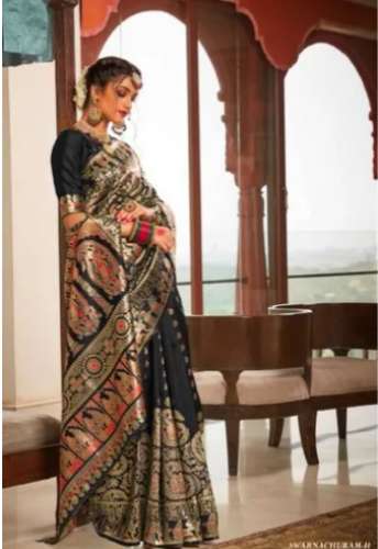 Multi color Designer printed Festive Wear Baluchari Saree  by Jagannath Satyanaryan