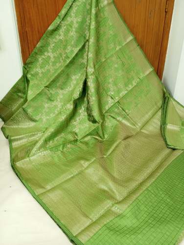 Banarasi Pista Green Taffeta Silk Saree by Rahman Sarees