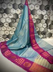 Fancy Dyed Banarasi Kora Muslin Sarees