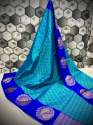 Multi Color Banarasi Kora Muslin Silk Saree thumb 2