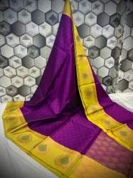 Multi Color Kora Muslin Banarasi Silk Saree