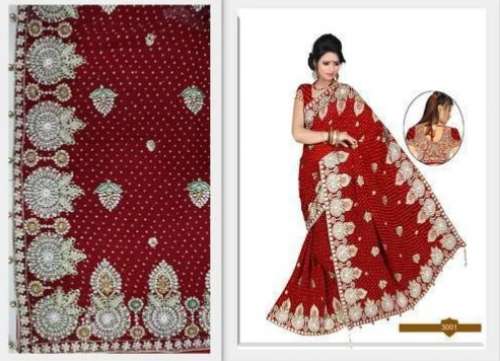 Fancy designer embroidery Hand Work Sarees