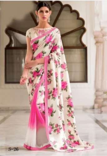 Ladies designer fancy party wear Floral Printed Sarees
