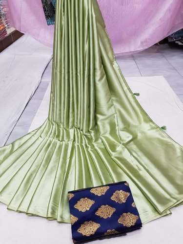 New Arrival Plain Soft Satin Silk Saree