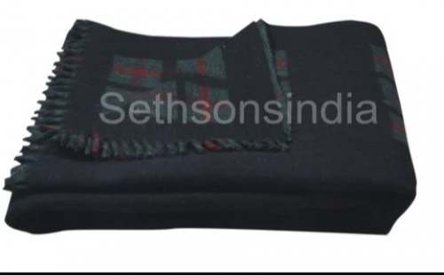 Grey Black Checks Blanket  by Seth Sons India 