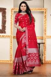 Banarasi Silk Red Party Wear Saree For Women