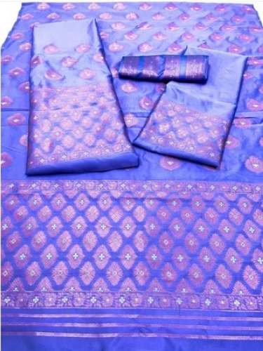 Latest Large Border Chiffon Violet Printed Saree For Women by S M Tex