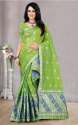 new-arrival-light-green-poly-silk-mekhela-chadar