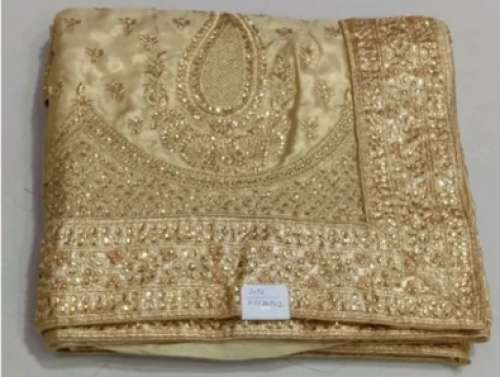 Golden color Printed Embroidery Saree  by Paras Sarees