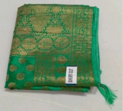 Green color 	Festive Wear Printed  Banarasi Saree by Paras Sarees