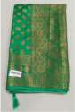 Green color 	Festive Wear Printed  Banarasi Saree thumb 1
