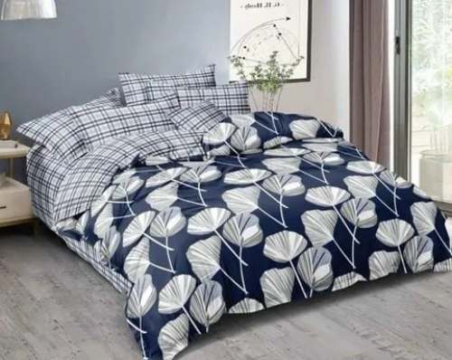 Beautiful Blue poly Cotton Bed Sheet 