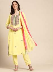  *Women Embroidered Cotton Blend kurta set*