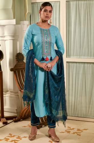 *Women Embroidered Viscose Rayon Blend kurta set*