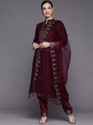  *Women Sequence Embroidered Viscose Rayon Blend kurta set*