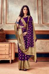 Banarasi Silk Jacquard  Design Saree with Belt