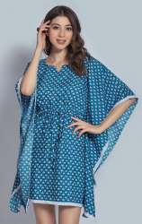Cotton Blend Printed with Lace Border top Kaftan