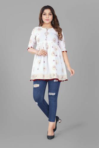 Cotton Foiled Printed Stylish top Kediyu