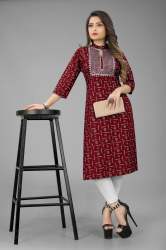 Cotton Printed Kurti with embroidery