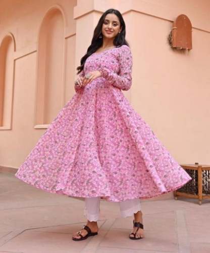 Georgette digital Printed Anarkali Attractive Long sleeve Gown by Golaviya House