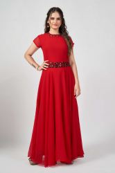 Georgette Plain Western Wear Gown