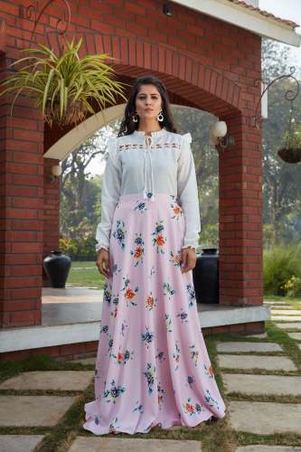 Georgette Top with Crepe silk Skirt Lehenaga Choli