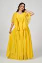 Georgette Yellow Solid Staylish gown Wear