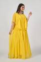 Georgette Yellow Solid Staylish gown Wear thumb 1