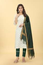 JENI off White Linen Cotton Kurti Pant Set